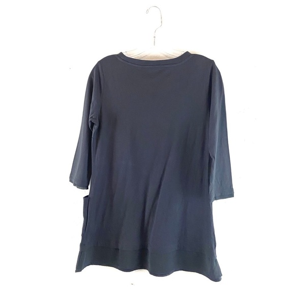 LOGO Lori Goldstein Womens Top Size XSP Gray 3/4 Sleeve Beaded Neck Pockets - Picture 3 of 6